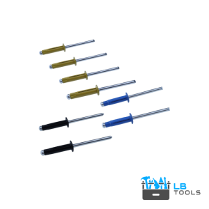 LB TOOLS Popnagels kentekenplaat| Triform geel, blauw, zwart aluminium 4,8x24,5 (5,0-12,0)