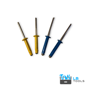 LB Tools Popnagels kentekenplaat | Kentekenplaatnagels set | geel en blauw aluminium (4 st)