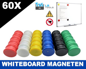 LB Tools 60 stuks sterke whiteboard magneten set van 24mm doorsnee